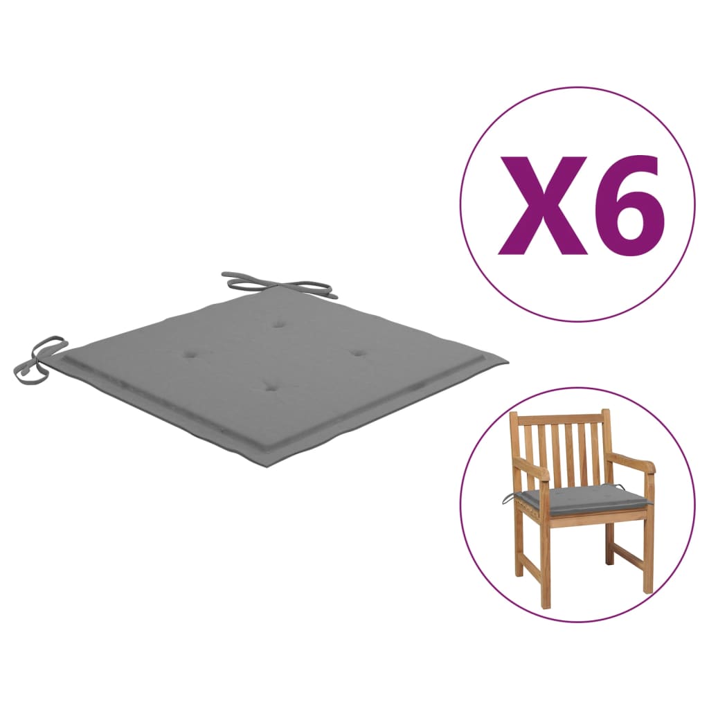 

Подушки для садових стільців Shumee 6 шт сірі 50x50x4 см 314041
