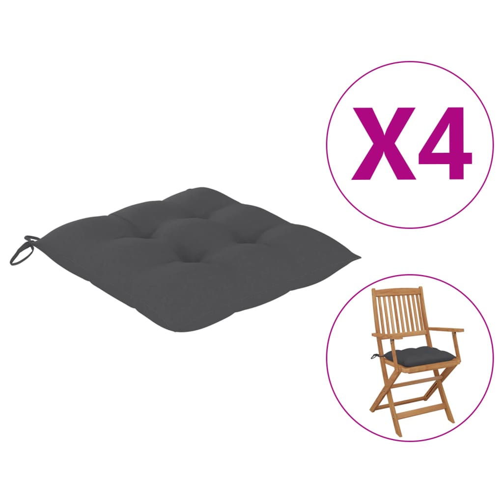 

Подушки на стільці Shumee 4 шт антрацит 40x40x7 см тканина 314861