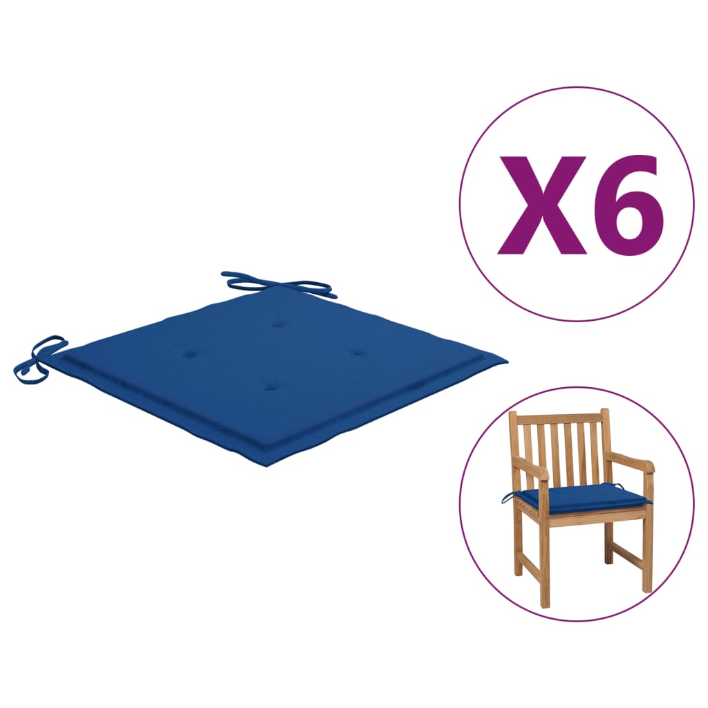 

Подушки для садових стільців Shumee 6 шт. Сині 50x50x4 см 314061