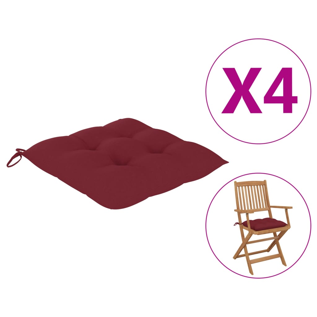 

Подушки на стільці Shumee 4 шт. червоний колір 40x40x7 см тканина 314888