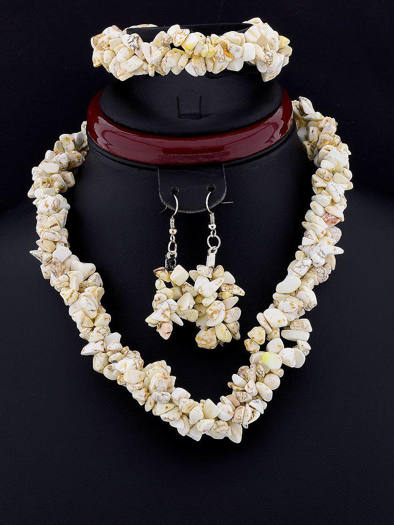 

Бусы+Серьги Кахолонг 45 см.(035091 )