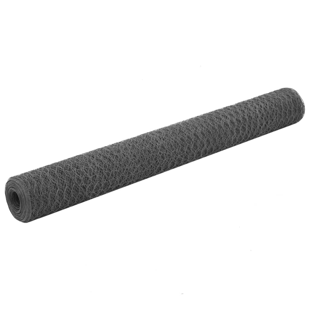 

Паркан із дротяної сітки Shumee 25x12 м сталь та ПВХ сірий 143284