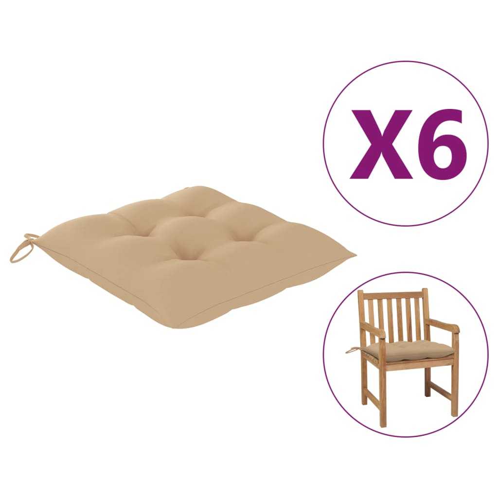 

Подушки на стільці Shumee 6 шт. бежевий колір 50x50x7 см тканина 314907