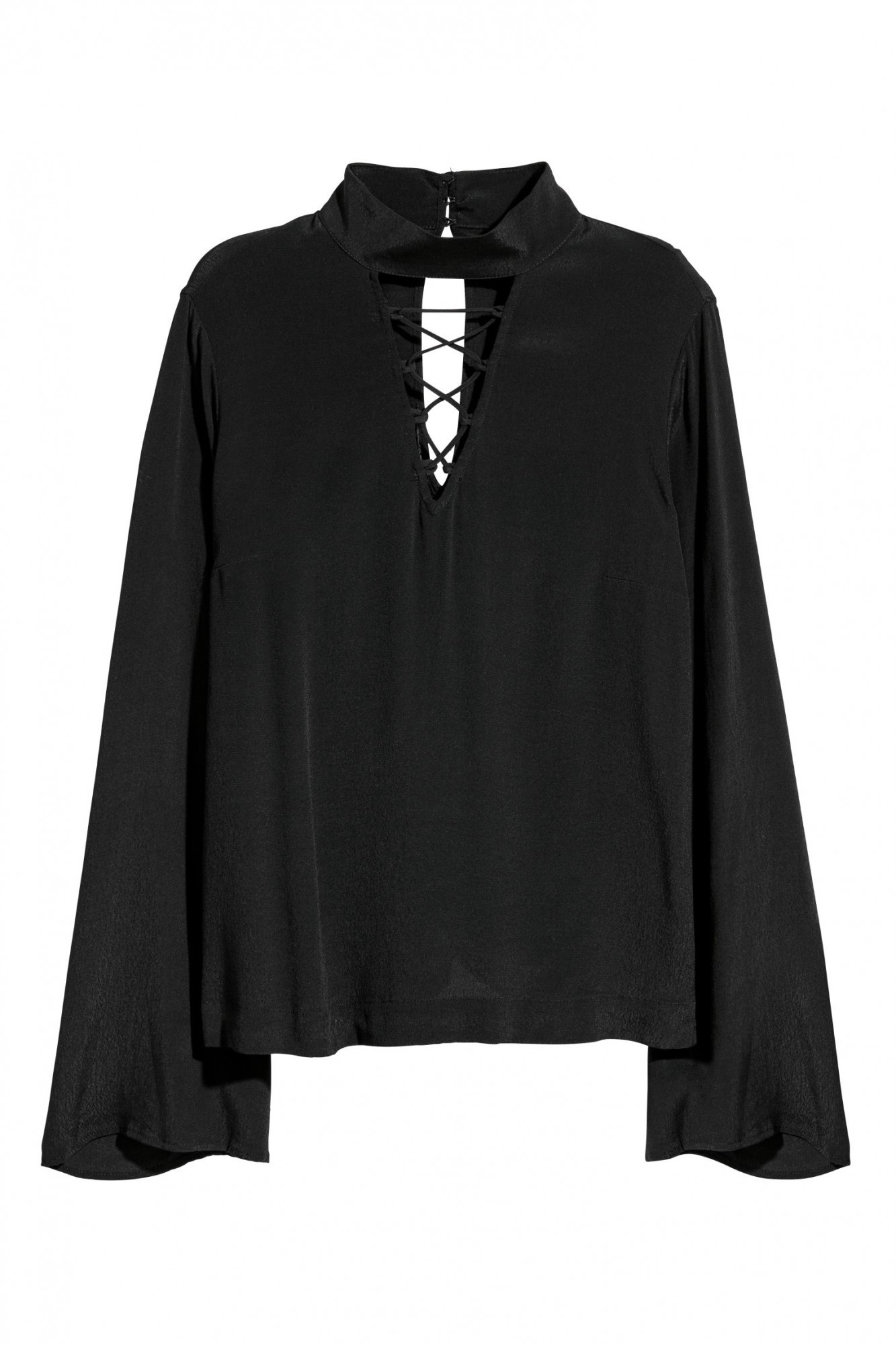 

Блузка H&M с рукавами клеш 32 черная 13-0077