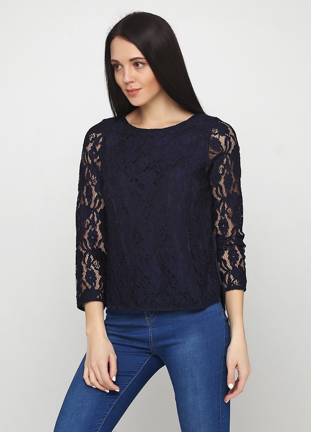 

Лонгслив H&M из гепюра  синий 14-0051, Лонгслив H&M из гепюра L синий 14-0051
