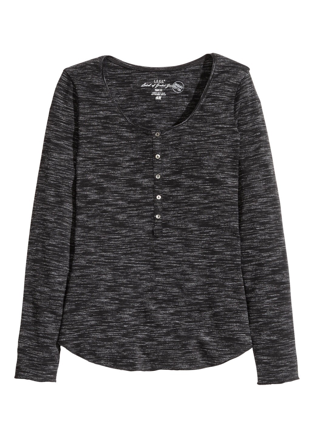 

Лонгслив H& трикотажный  черный меланж 14-0050, Лонгслив H&M трикотажный M черный меланж 14-0050