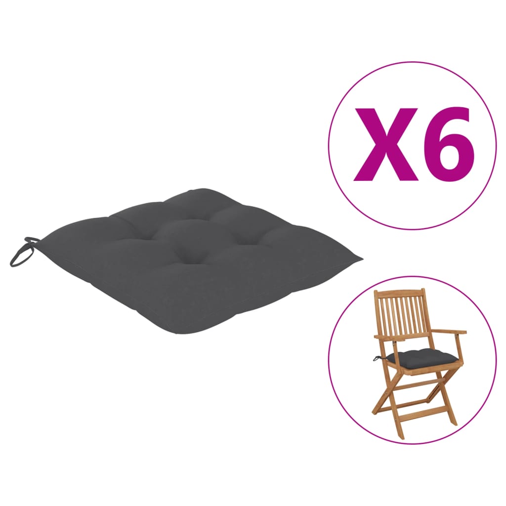 

Подушки на стільці Shumee 6 шт антрацит 40x40x7 см тканина 314862