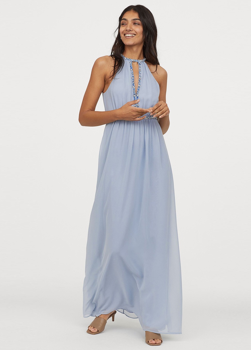 

Плате H&M длинное  голубое 18-0067, Плате H&M длинное 40 голубое 18-0067