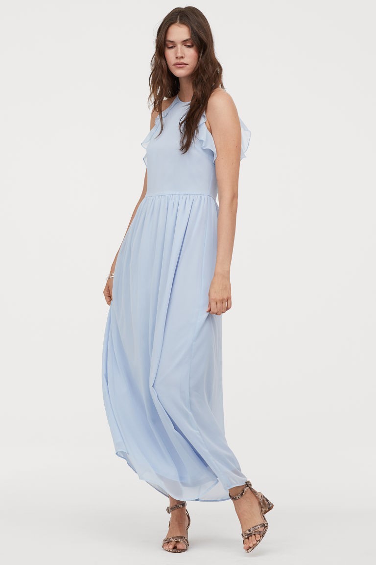 

Платье H&M длинное  голубое 18-0097, Платье H&M длинное 38 голубое 18-0097