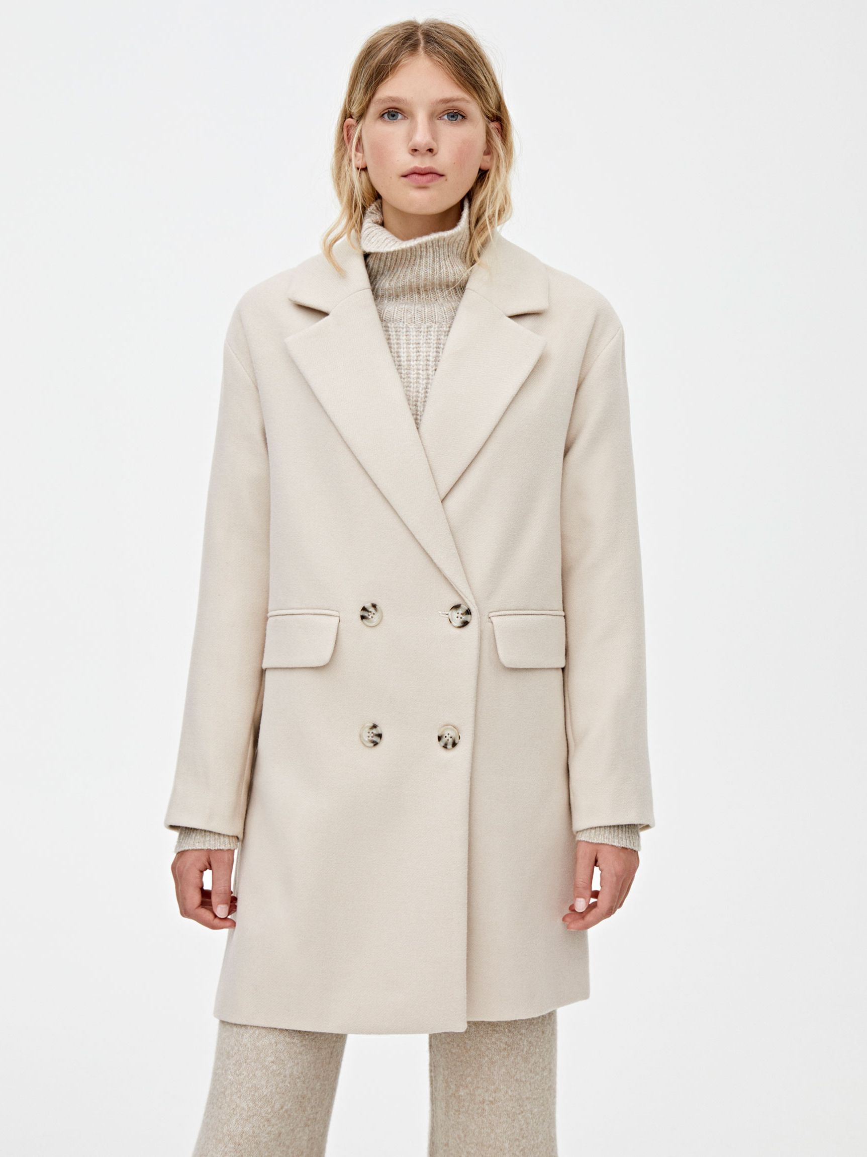 

Пальто Pull & Bear 9750/301/712 L Бежевое