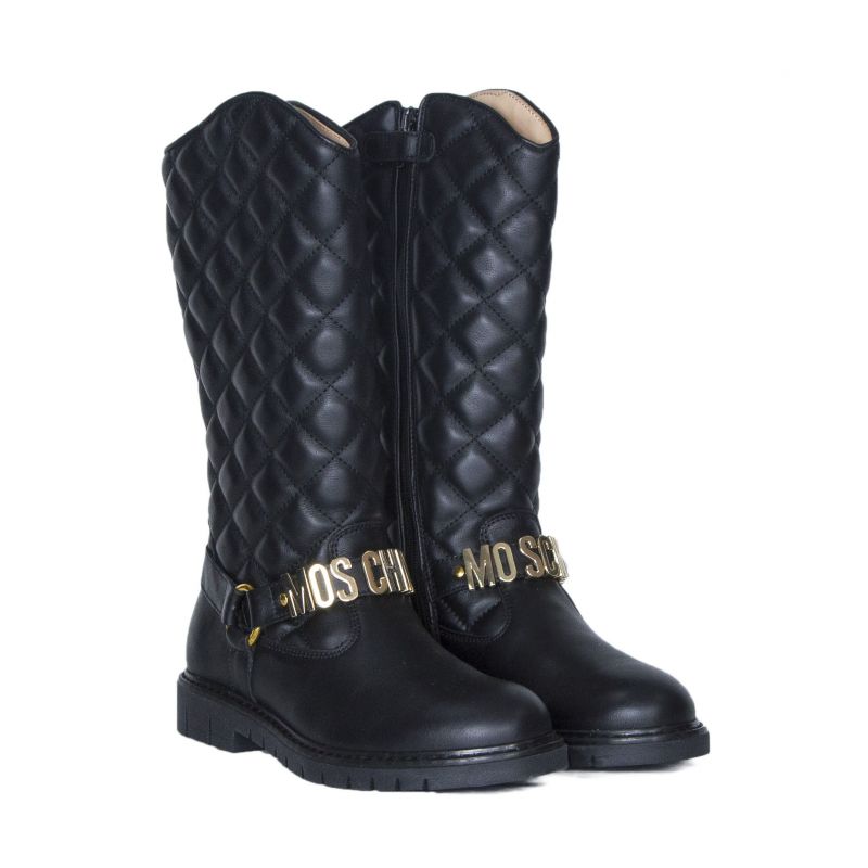 

Демисезонные кожаные сапоги Moschino 31 Черный 26109