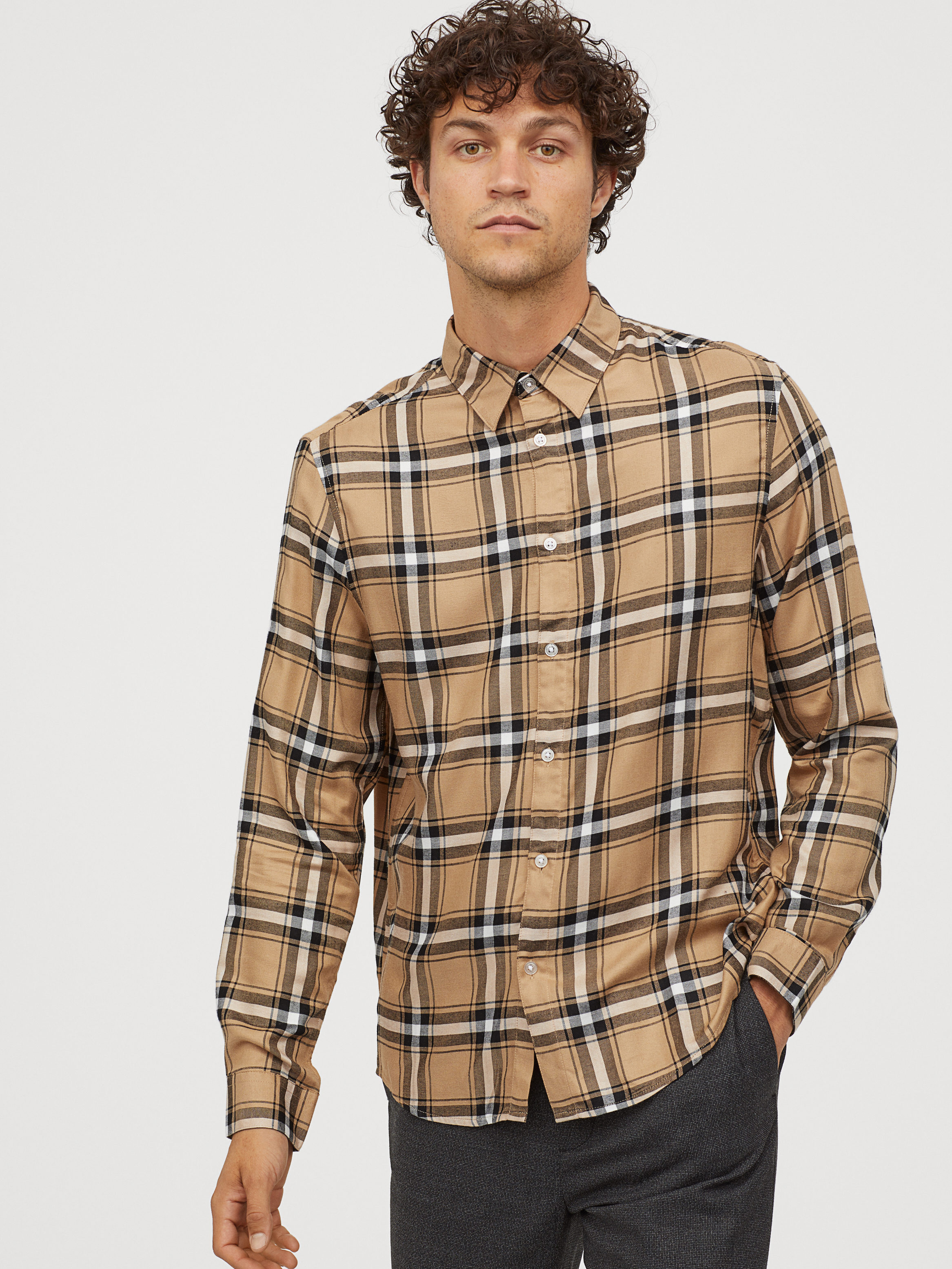 

Рубашка H&M 060695324  Бежевая с красным, Рубашка H&M 060695324 S Бежевая с красным