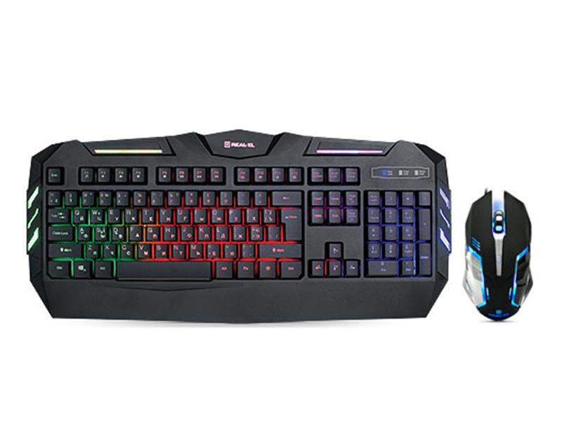 

Комплект (клавиатура, мышь) REAL-EL Gaming 9500 Kit Backlit Black USB