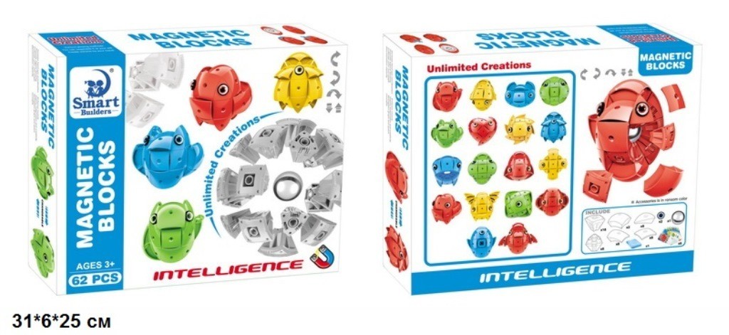 

Конструктор магнитный Magnetic blocks 301 smart builders 62 детали
