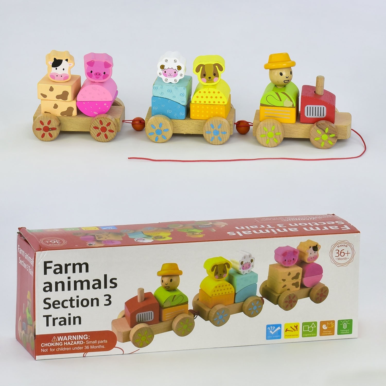 

Конструктор деревянный farm animals м 03152 поезд с животными