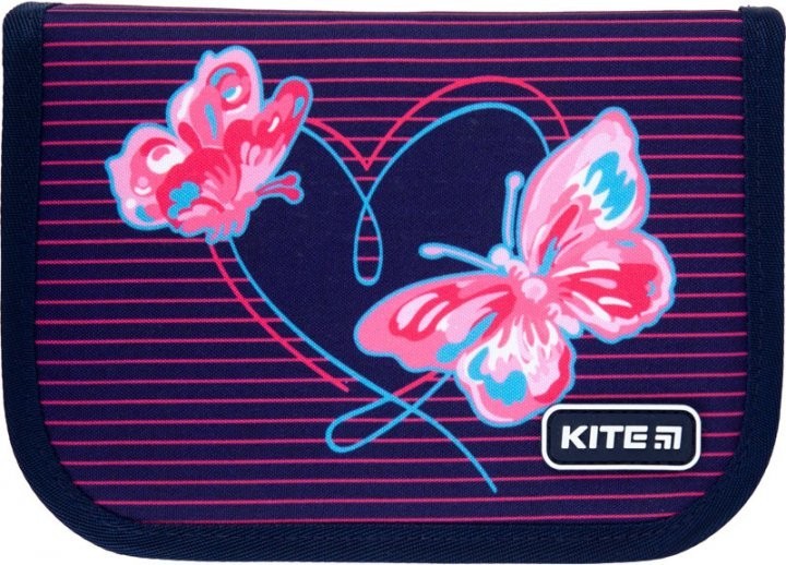 

Пенал без наполнения Kite Education Butterflies 1 отделение 2 отворота Темно-синий Джинс (K21-622-3)