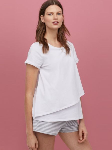 

Пижама (футболка, шорты) для беременных H&M М/L Белая, серая (1203-785)