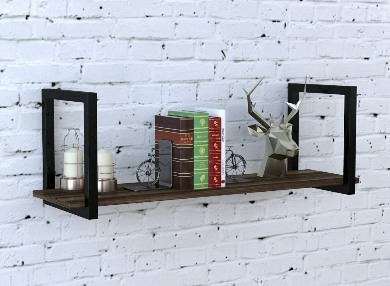 

Полка PL-1-16 Loft Design Орех Модена длина полки 112 см Чёрный