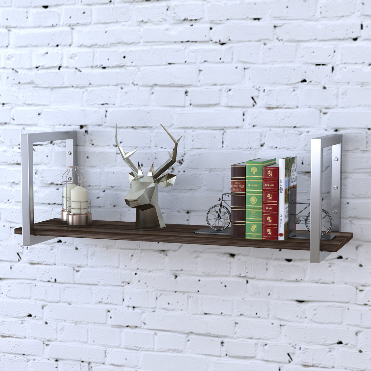 

Полка PL-1-16 Loft Design Орех Модена длина полки 92 см Серебристый