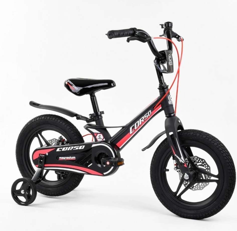 

Детский двухколесный велосипед CORSO MG-01025 14 дюймов черно красный
