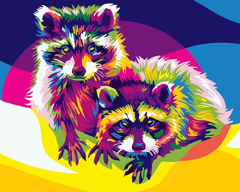 

Картина по номерам Canvases Радужные еноты (GX26202)