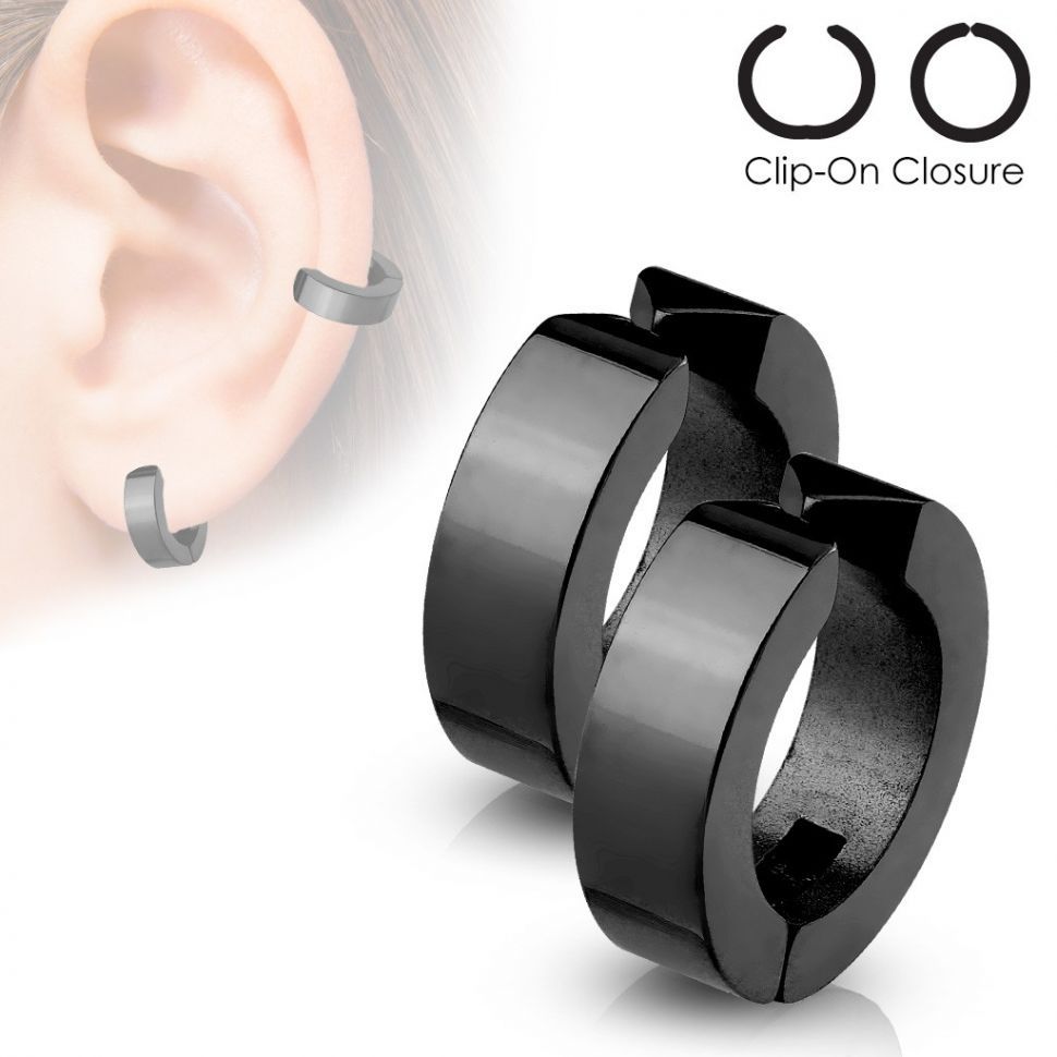 

Стальные серьги клипсы (кольца) Spikes SFE-13531 (Черный)