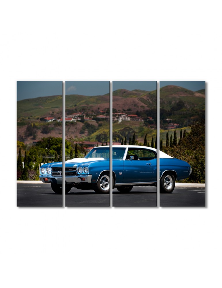 

Модульная картина Artel «1970 Шевроле Шевель голубо-белый» 4 модуля 90x135 см