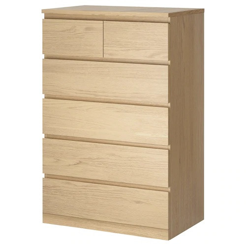 

Комод с 6 ящиками IKEA (ИКЕА) MALM 80x123 см Белый дуб 904.036.05