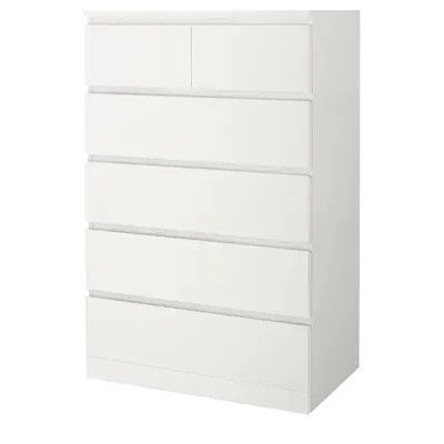 

Комод IKEA (ИКЕА) Malm выдвижные 6 ящиков 80x123 см Белый 604.036.02