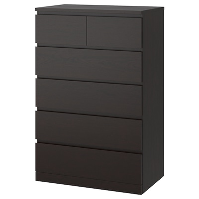 

Комод с 6 ящиками IKEA (ИКЕА) MALM 80х123 см черно-коричневый 704.036.06