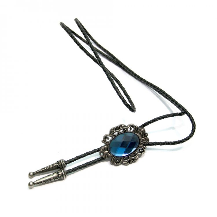 

Галстук боло Handmade Gofin 102см Металл+нейлон Синий камень Черный Bolo-52072