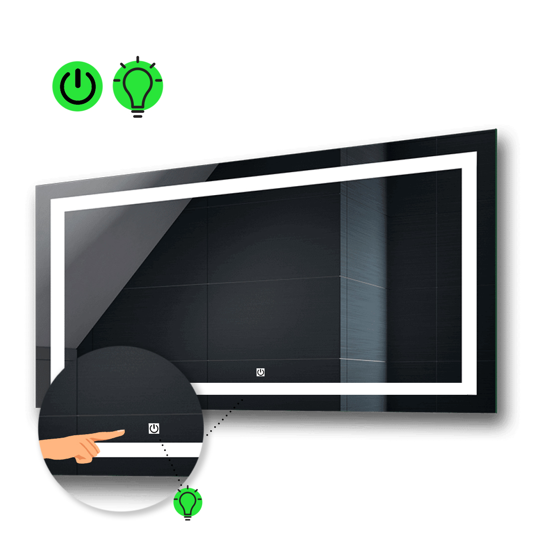 

LED-зеркало 90x80см, с сенсорной кнопкой управления, модель Karnet