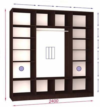 

Шкаф купе Luxe Studio Стандарт-1 ДСП-4 2400x2000x600 трехдверный