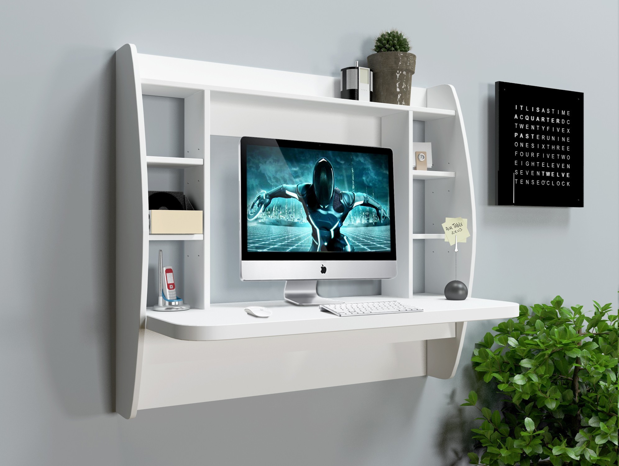 

Навесной компьютерный стол Comfy Home AirTable-I WT белый