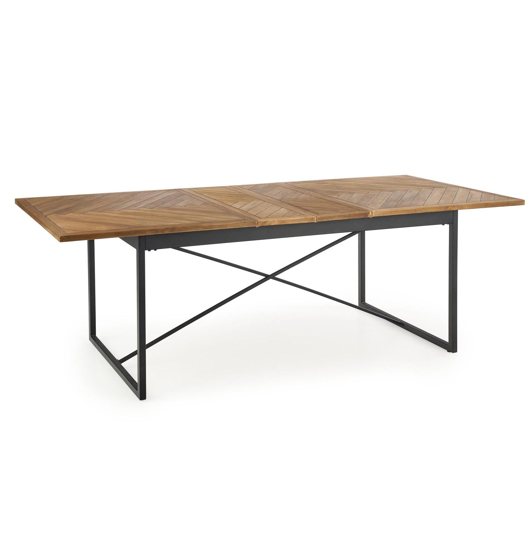 

Раскладной обеденный стол в гостиную, кухню Alvaro 180(+60)x90 МДФ, натуральный шпон дуб медовый/сталь черный цвет Halmar Польша