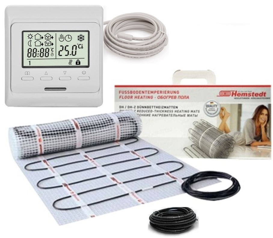 

Теплый пол Hemstedt HEMSTEDT COMFORT DI SI H двухжильный мат 1800 ВТ 12 м² в комплекте с программируемым терморегулятором и датчиком температуры пола(IT2511121410)