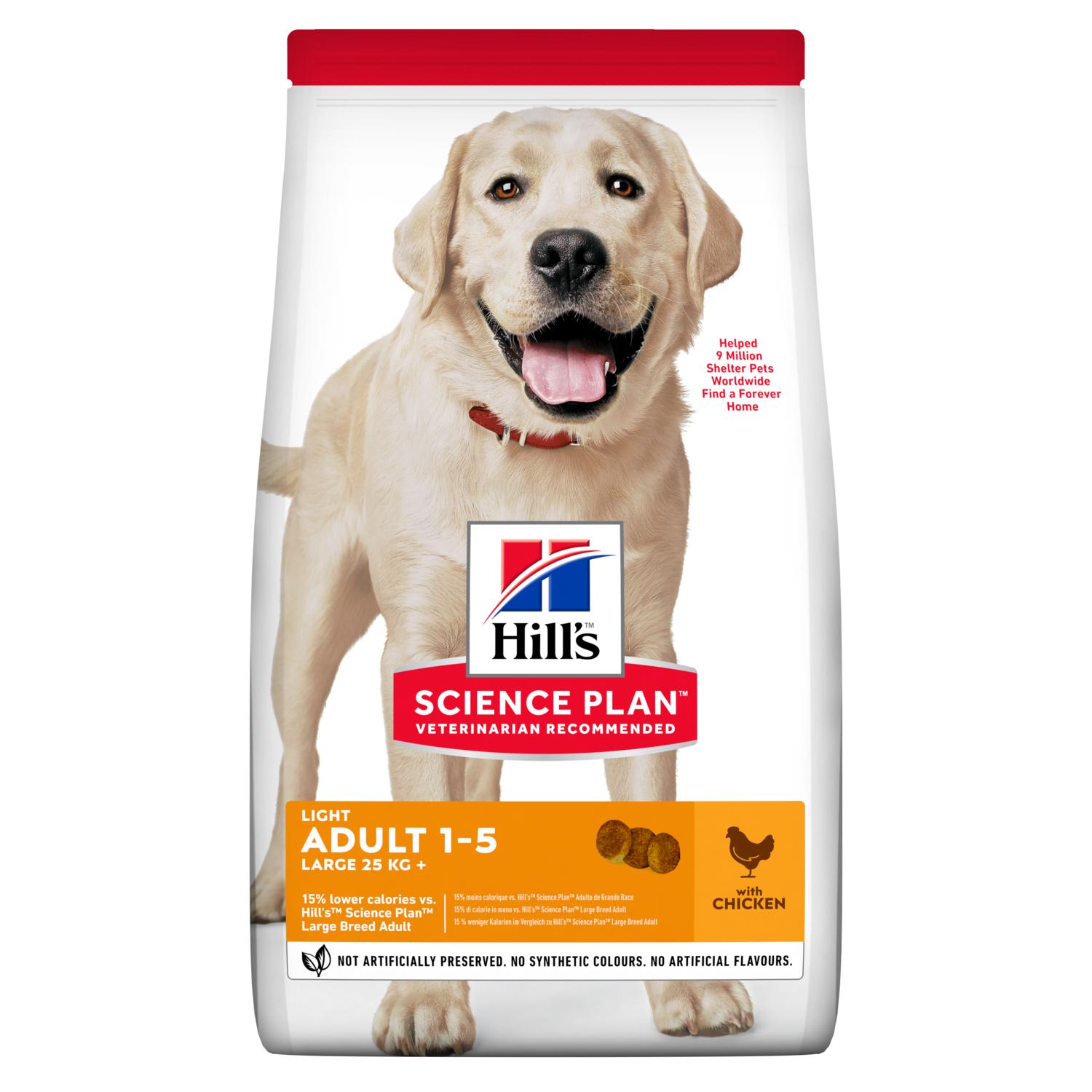 

Легкий сухой корм HILL'S SCIENCE PLAN Adult Light Large Breed для малоактивных собак больших пород, с Курицей - 14 кг