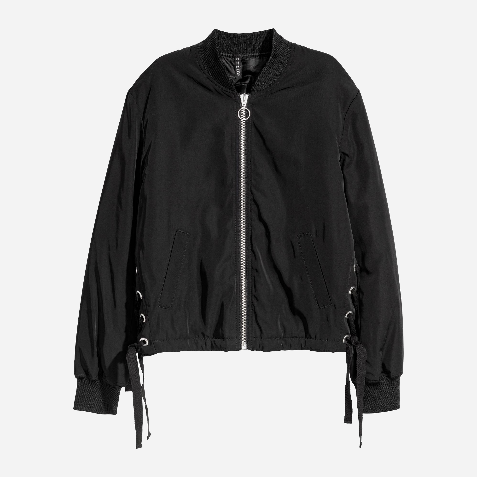 

Бомбер H&M 5803797-ABFJ 40 Черный с серебристым