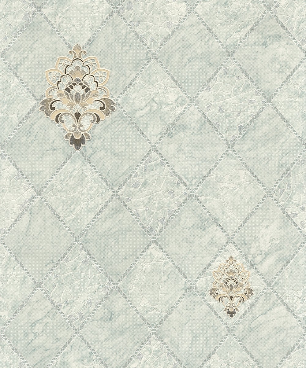 

Обои виниловые на бумажной основе LS Дарио светло-серо-мятные МНК3-1055 (0,53х10.05 м)