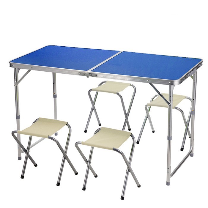 

Туристический стол для пикника с 4 стульями 120Х60Х70 см Folding Table Синий