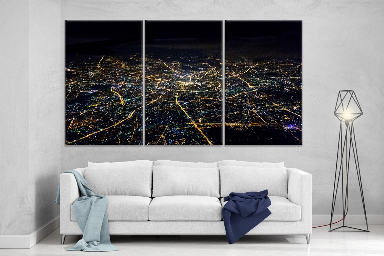 

Модульная картина на холсте DK Place из трех частей 167x99 см Ночной Город (XL21)