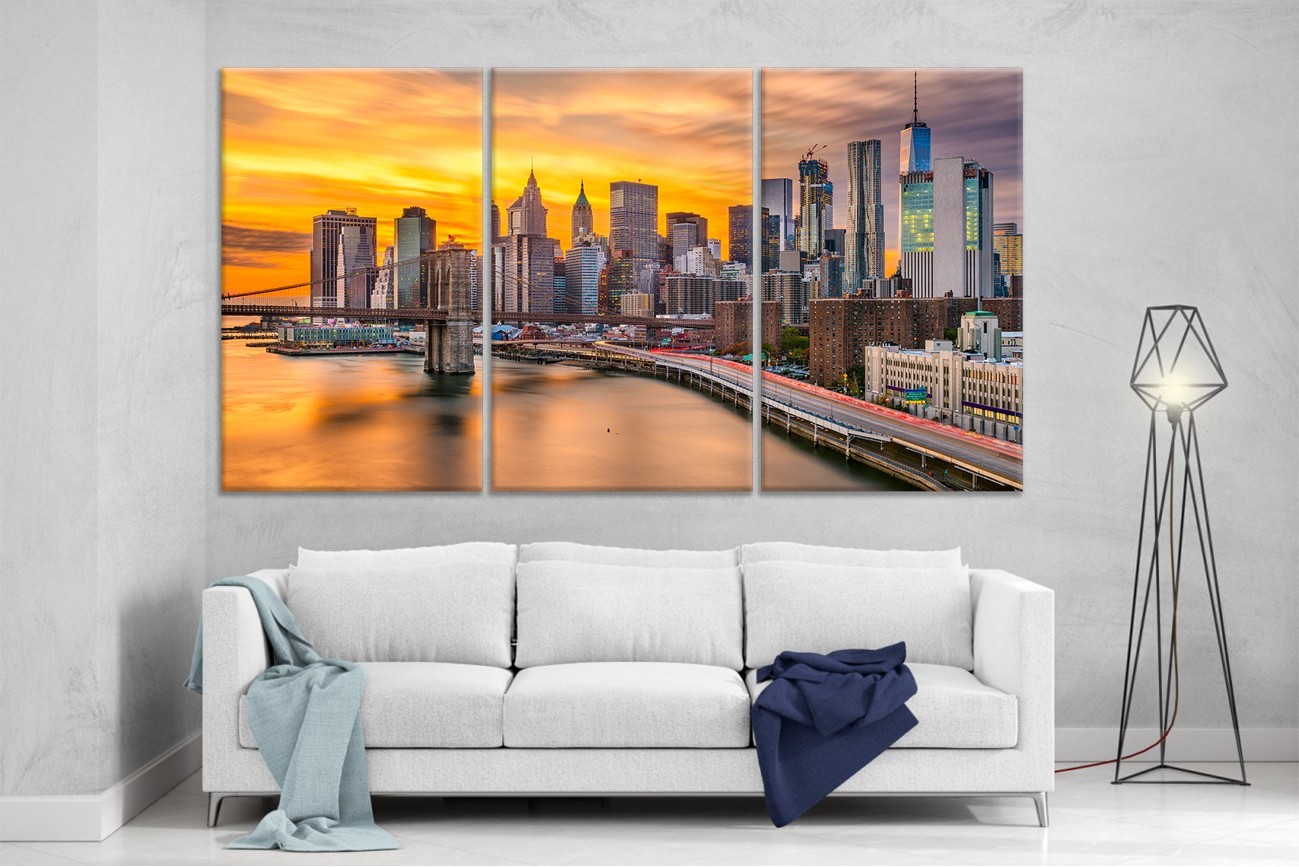 

Модульная картина на холсте DK Place из трех частей 167x99 см Город (XL80)