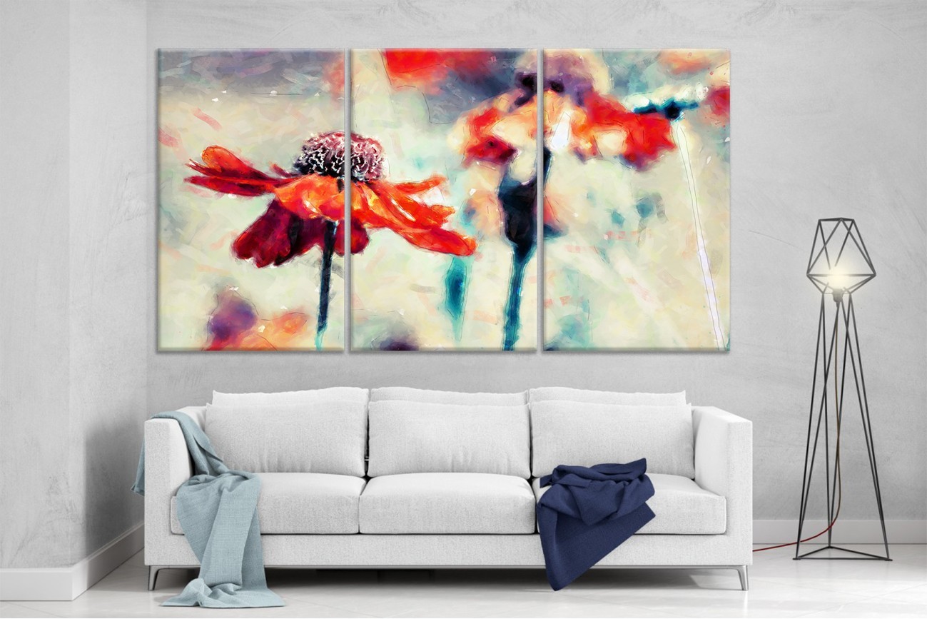 

Модульная картина на холсте DK Place из трех частей 167x99 см Цветы (XL66)