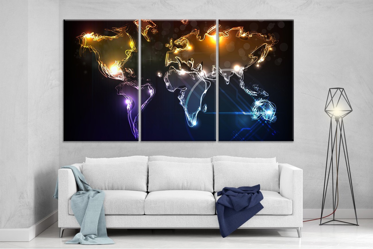 

Модульная картина на холсте DK Place из трех частей 167x99 см Карта (XL33)
