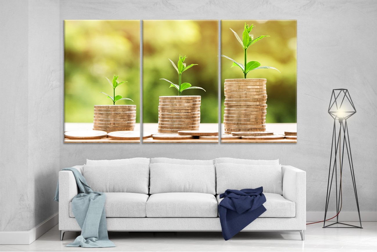 

Модульная картина на холсте DK Place из трех частей 167x99 см Инвестици (XL32)
