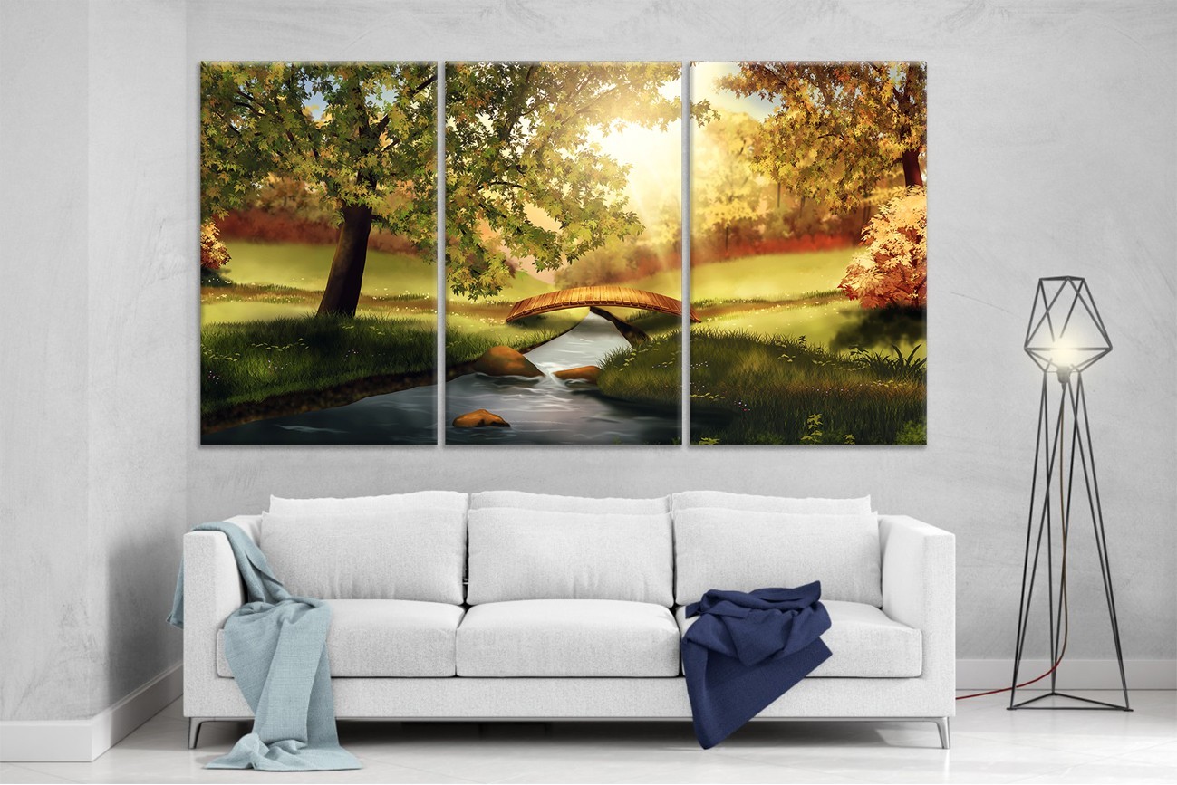 

Модульная картина на холсте DK Place из трех частей 167x99 см Мостик (XL2)
