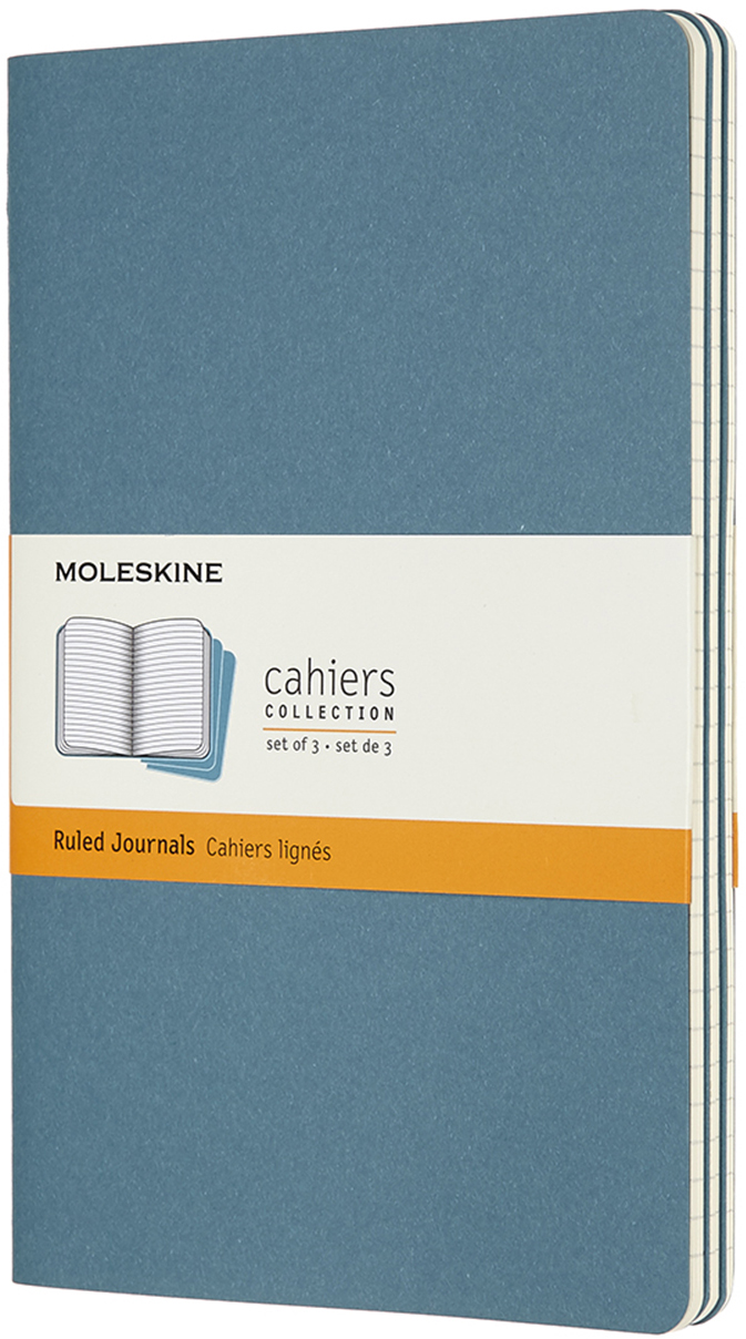 

Набор записных книг Moleskine Cahier 13 x 21 см 3 шт по 80 страниц в линейку Голубой (8058647629599)