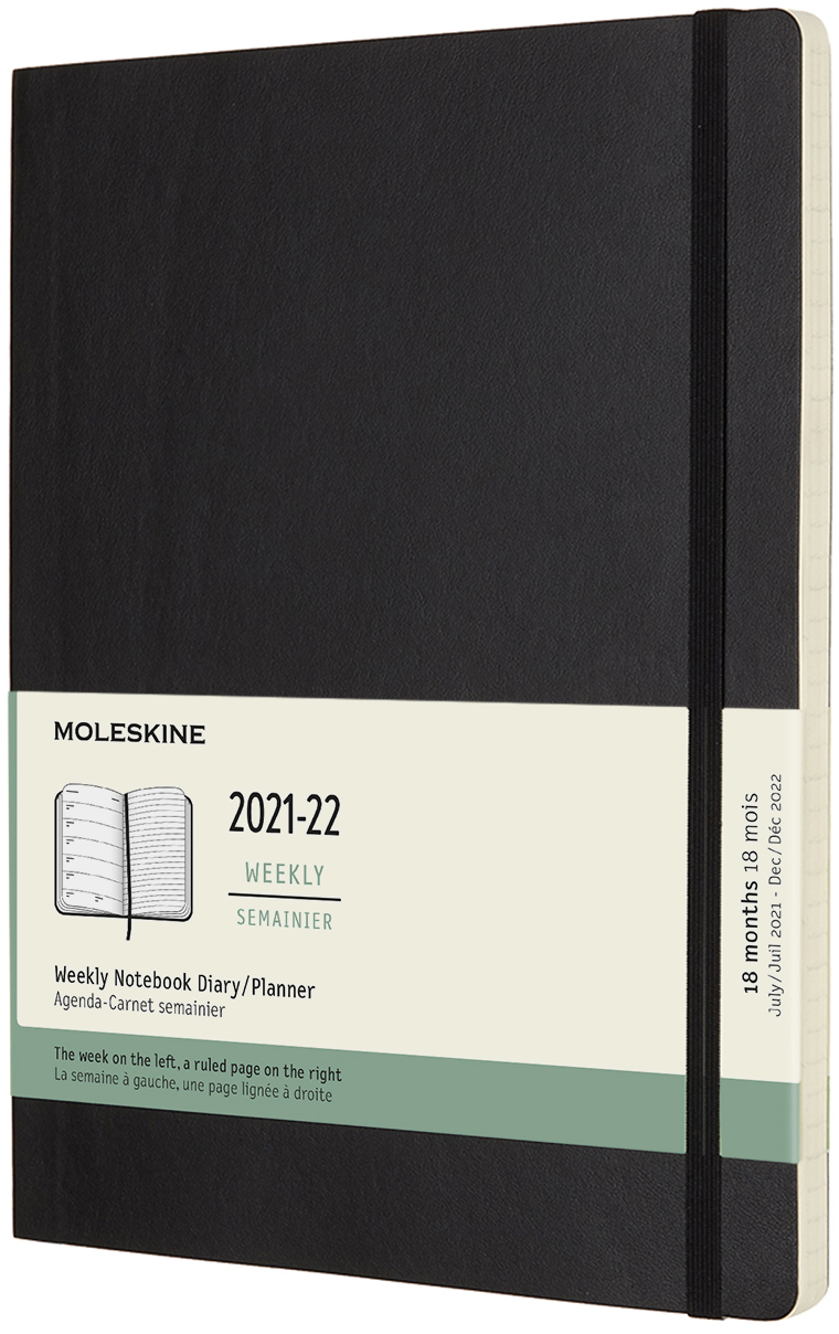 

Еженедельник Moleskine 2021-2022 19 х 25 см 208 страниц Черный Мягкий (8056420856323)