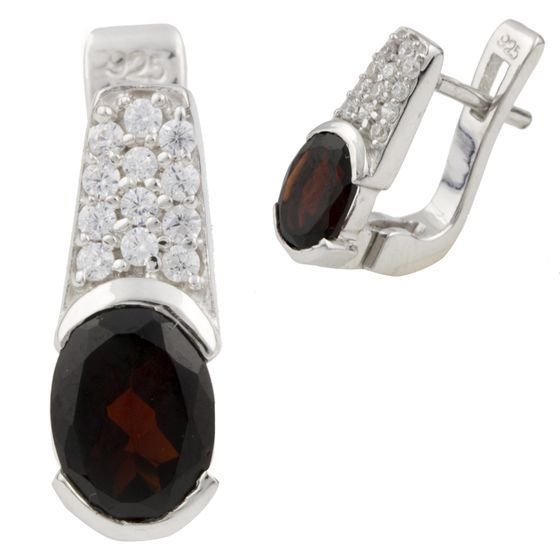 

Серебряные серьги SilverLine с натуральным гранатом