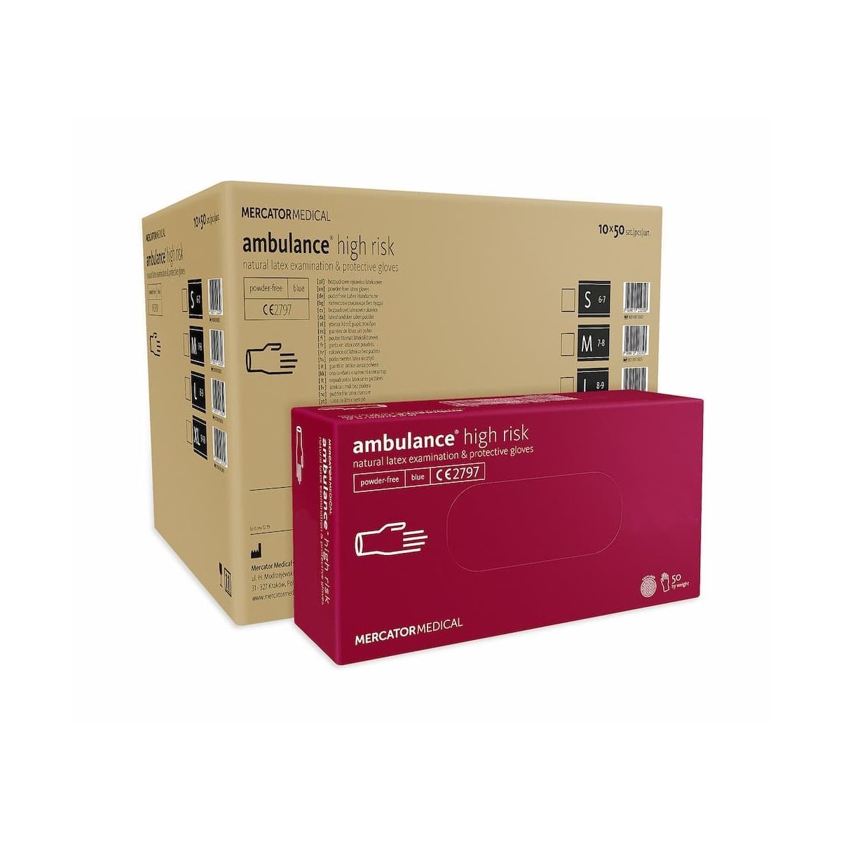 

Перчатки латексные Ambulance® High Risk нестерильные неопудренные синие M 10 уп по 50 шт/25 пар/уп